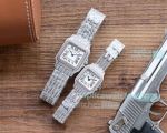 Cartier Panthre De Diamond-Encrusted Silver Watch Replica 